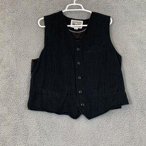 Vintage Converse One Star Men's Large Pin Striped Vest Black/White Button Down